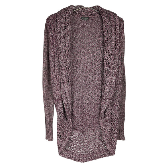 Eddie Bauer Knit Cardigan Open Front Womens M 100% Cotton Marled Long Sleeves - Picture 1 of 8